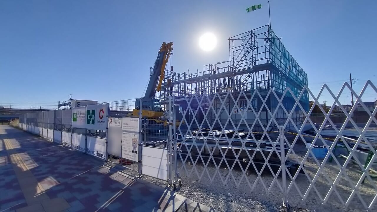 幸手駅西付近の工事現場