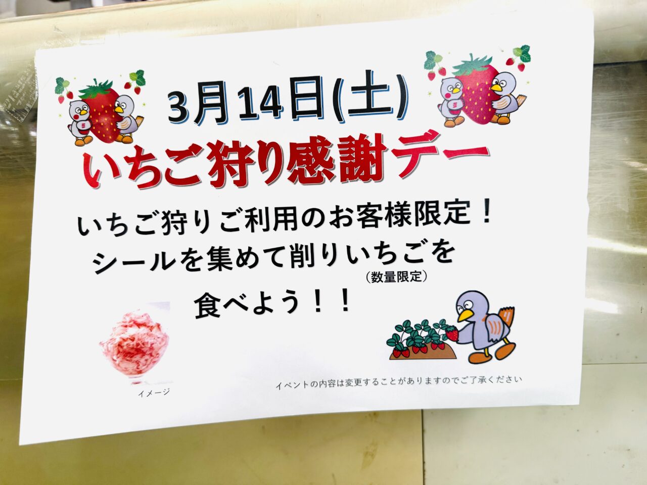 埼玉県久喜市の菖蒲グリーンセンターのいちご狩り感謝デー